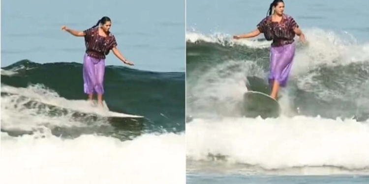 Patricia Ornelas: la surfista que conquista olas con su huipil