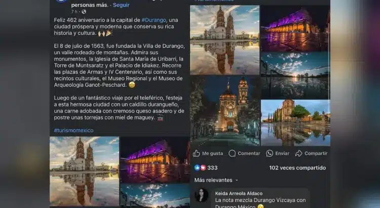 Gobierno federal confunde a Durango, México, con Durango, España